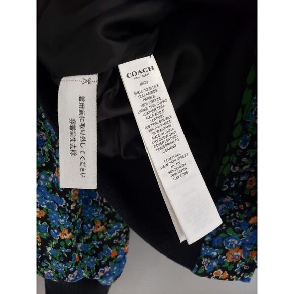 NEW Coach Framed Varsity Jacket Floral Multi Full Zip Black 100% Silk XS - Picture 11 of 11